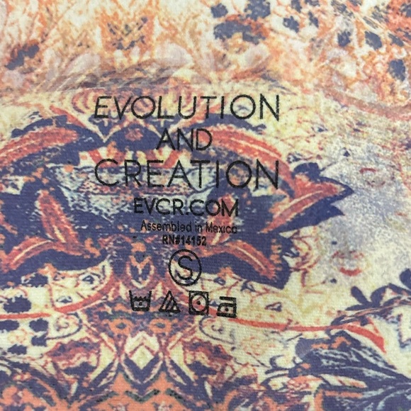 Evolution and Creation Artistic Leggings - Orange, Purple, Cream - Picture 3 of 3